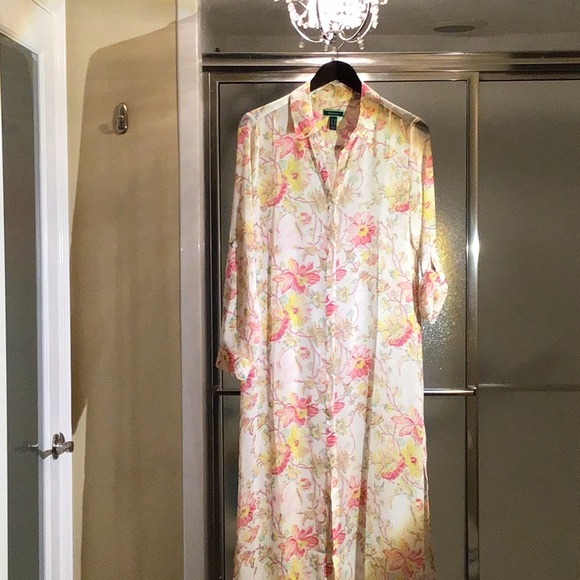 C. Wonder Other - Maxi pastel floral duster C. Wonder Other - Maxi pastel floral duster